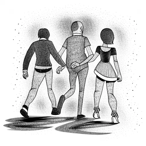 A Dad Walking With His Three Daughters