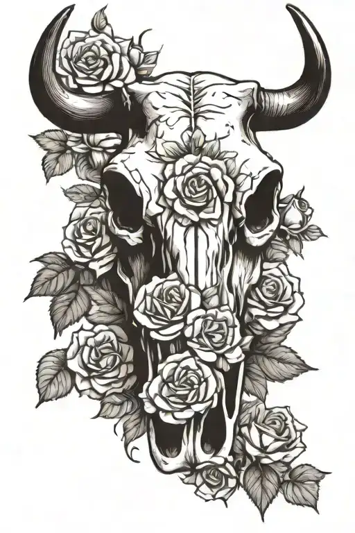 Cow Skull With Roses