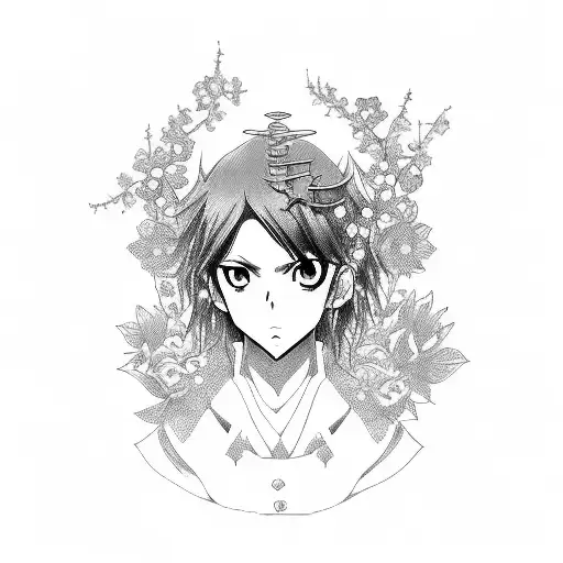 Anime-inspired Portrait Of A Gothic Apprentice Surrounded By Flowers