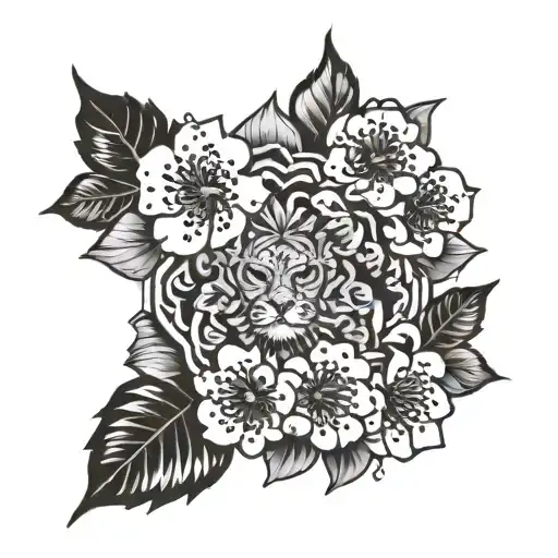 Cherry Blossom And Leo Zodiac Sign