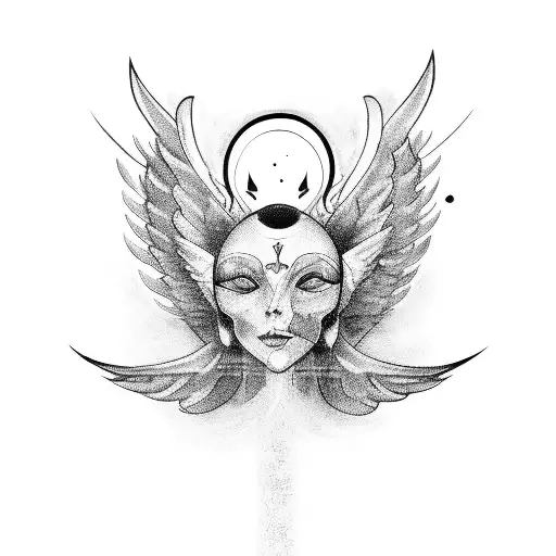 Fine Line Tattoo Of Ophanim Angel
