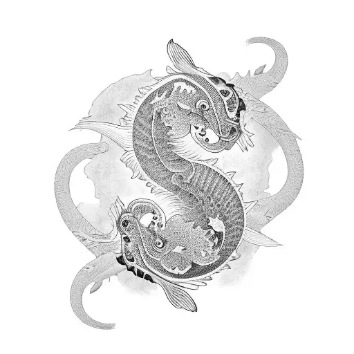 Ying And Yang Out Of Koi Fish Arm Sleeve Thin Fine Line