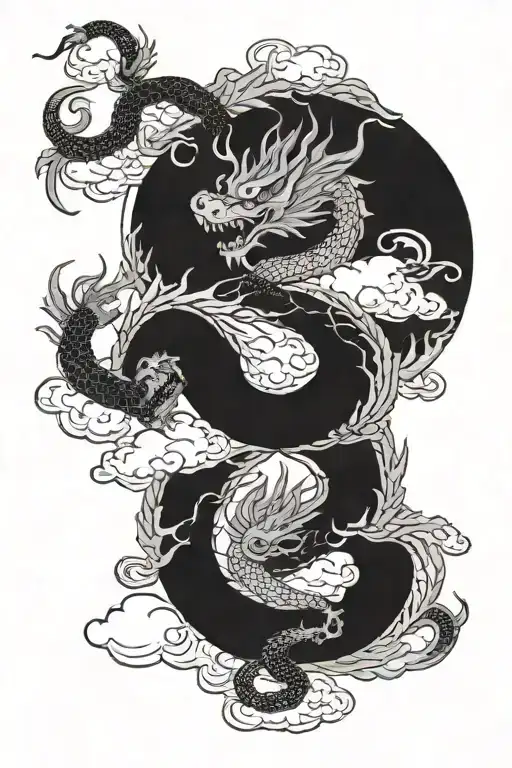 Chinese Dragon With Clouds
