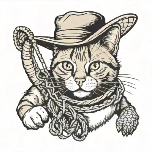 A Cat Wearing A Fisherman's Hat Holding A Fishing Net