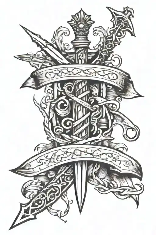 Commando Dagger Multiple Sclerosis Awareness Ribbons