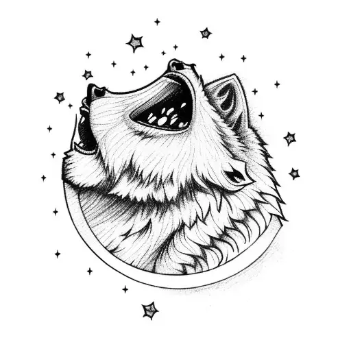 A Fierce Wolf Howling At The Moon With A Football In Its Mouth