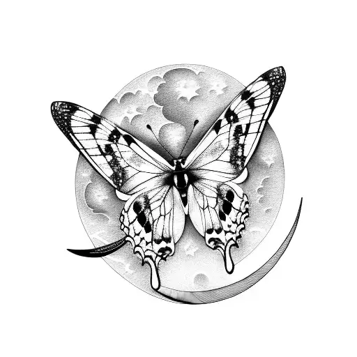 Butterfly With Moon On Top Of It