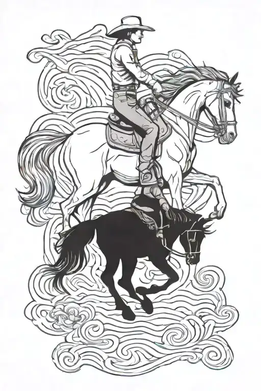 Horse And Cowboy Riding