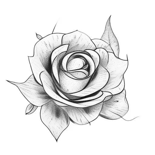 Black And White Lineal Simple Flower Branch