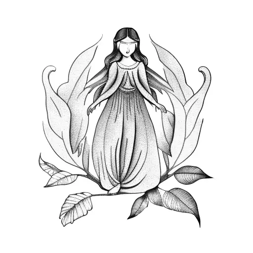 A Majestic Angel Singing On A Branch Of Tropical Leaves