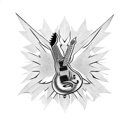 Guitar Neck With The Fiur Led Zeppelin Logos In It