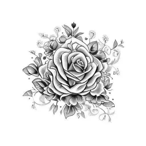 A Beautiful Bouquet Of Flowers Intertwined With The Word 'Familia'