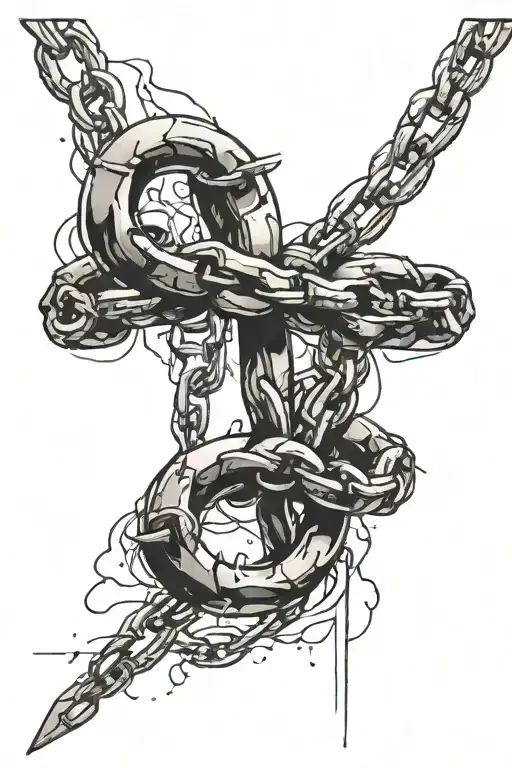 A Striking Tattoo Of A Broken Chain Symbolizing Liberation From Fear And Overcoming Obstacles