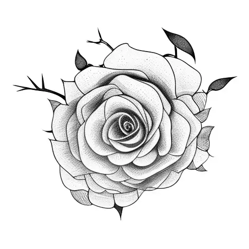 Black And White Lineal Simple Tree Branch With Some Flowers