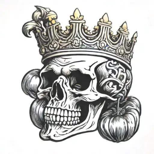 Skull With Crown Eating A Pepper