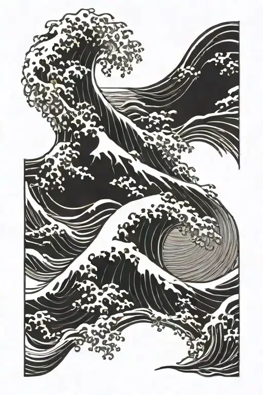 Hokusai Wave Pattern With Philippine Sun Rising