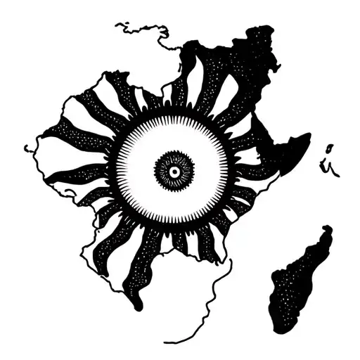 Map Of Africa With Outline Of Sun