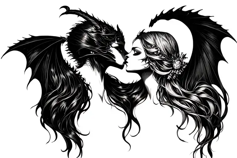 Demon Girls Kissing Each Other