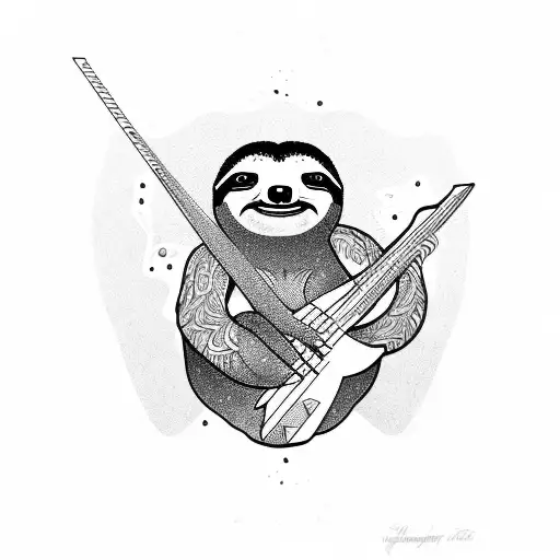 A Sloth Holding A Bass Guitar With Ice Forming Around It