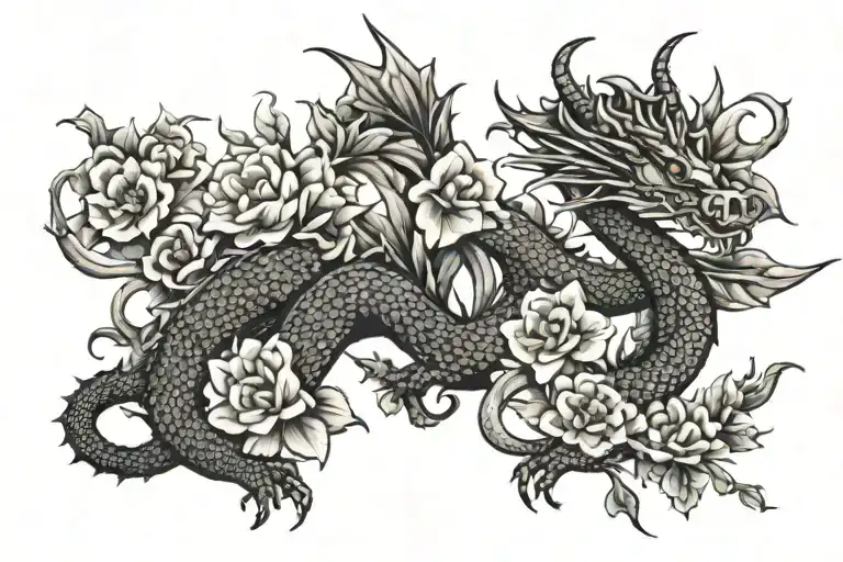 Dragon With Flowers On The Back