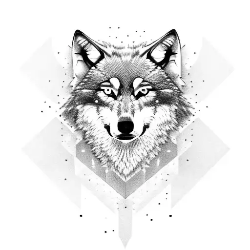 Wolf Head With White Eyes For A Chest