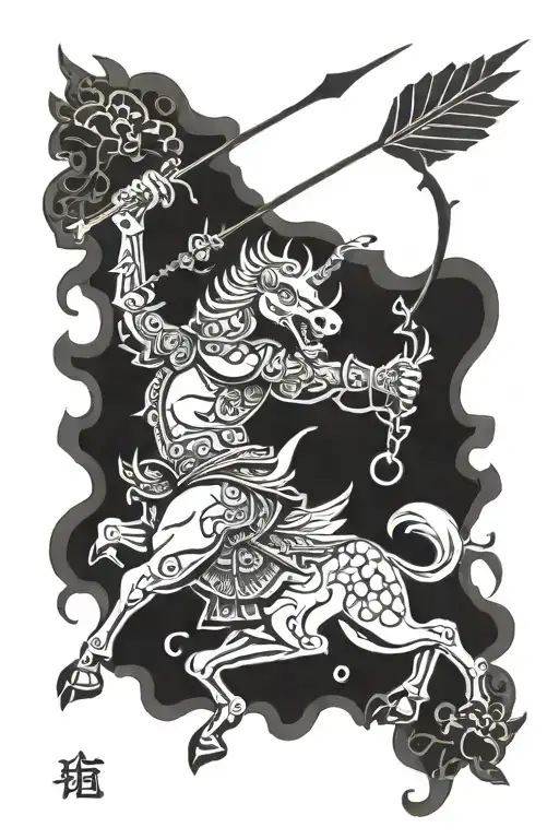 Pixiu Battling Centaur Shooting Arrow