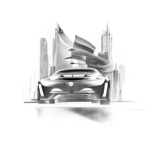 A Sleek Sports Car Racing Through A Futuristic Cityscape