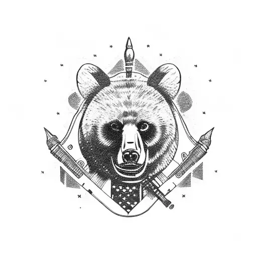 Russian Bear With Rocket Launcher In A Military Uniform