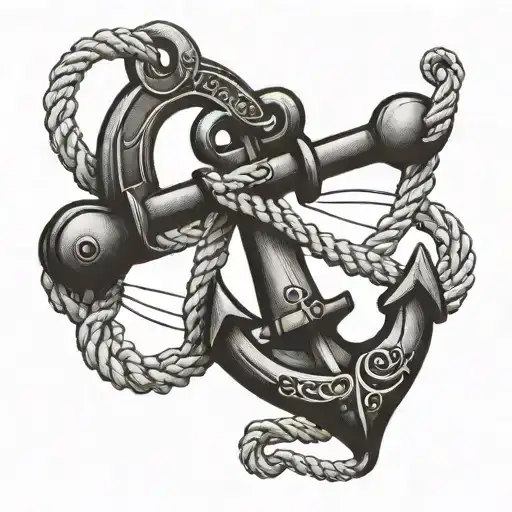 Tied Down Anchor On A Rope