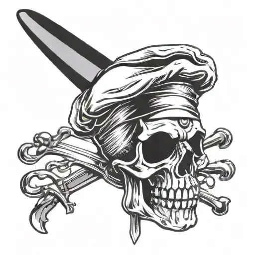 Skull And Crossbones With Chef Knives As The Crossbones