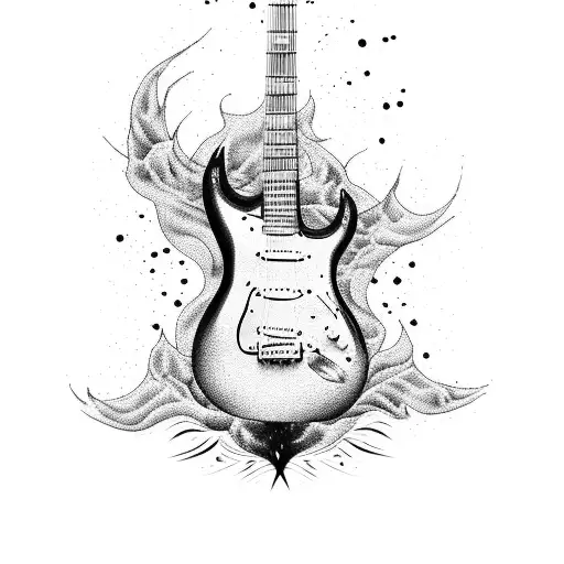 Electric Guitar Engulfed In Flames