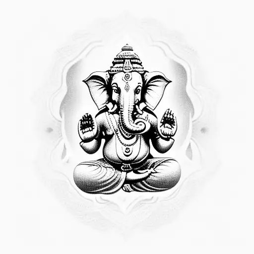 Ganesha Sitting In Lotus Pose