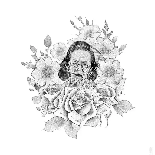 A Portrait Of Your Grandmother Surrounded By Her Favorite Flowers