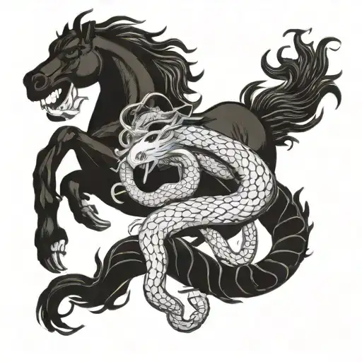 Centaur Fighting Snake Intertwined