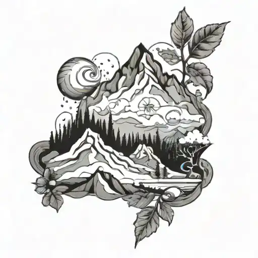A Surreal Tattoo Combining Art And Psychology In A Mountain Landscape