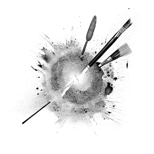 A Swirling Galaxy Of Paintbrushes And Paint Splatters