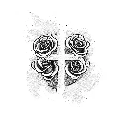 A Cross With A Thorn Crown Surrounded By Rosesroses