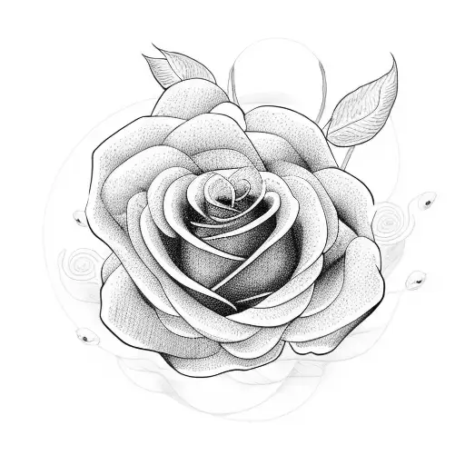 Blossoming Rose Withe A Pearl In The Middle Long Stem