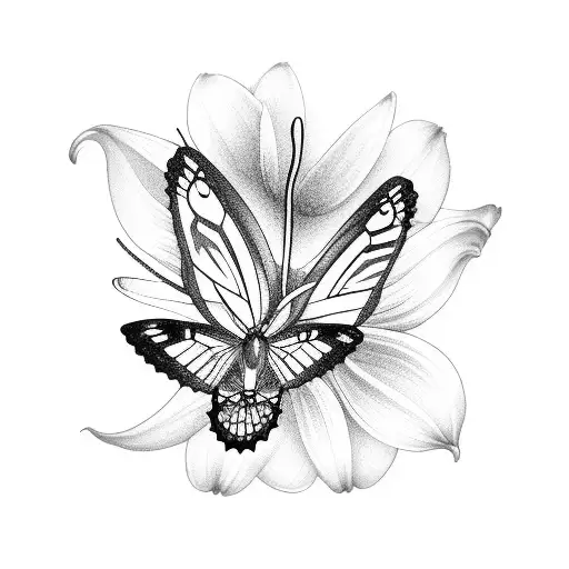 A Graceful Butterfly And Hummingbird Dancing Among Lilies