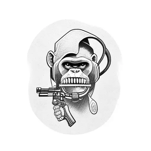 Monkey With Machine Gun