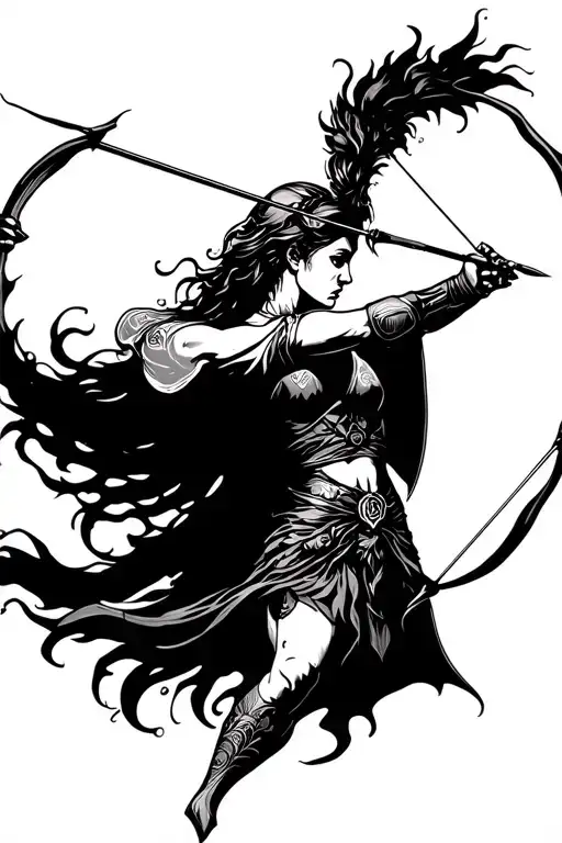 Sagitatarius Female Archer Shooting Arrows Made