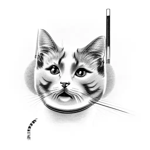 Chinese Cat Holding Drumsticks