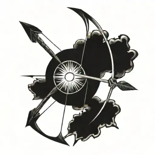 Bow And Arrow With Sun Around The Arrow