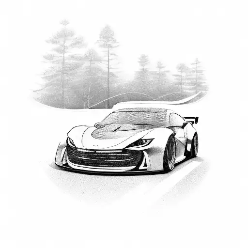 A Sleek And Powerful Sports Car Drifting Around A Corner