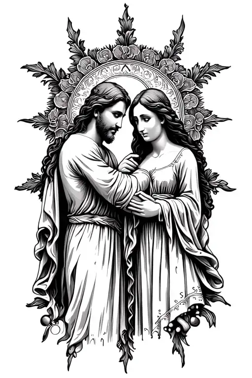 Husband And Wife Holding Jesus's Hands