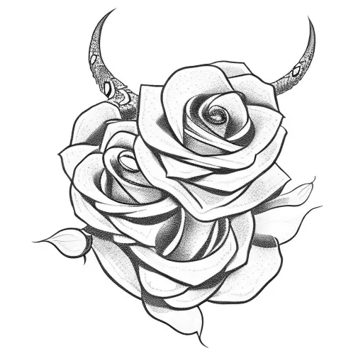 Demon With Roses And A Snake