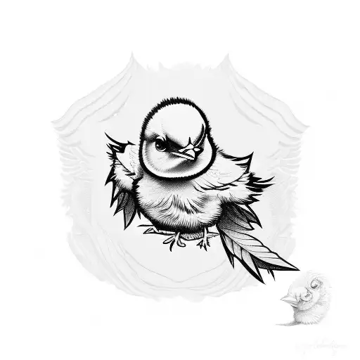 Baby Chick Wearing A Hoodie