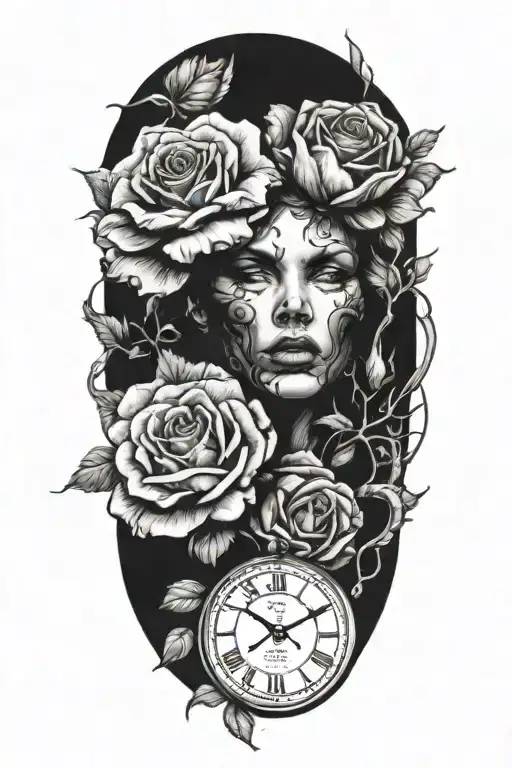 Time Watch Surrounded By Roses