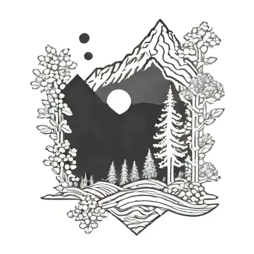 Minimalist Mountain Scene