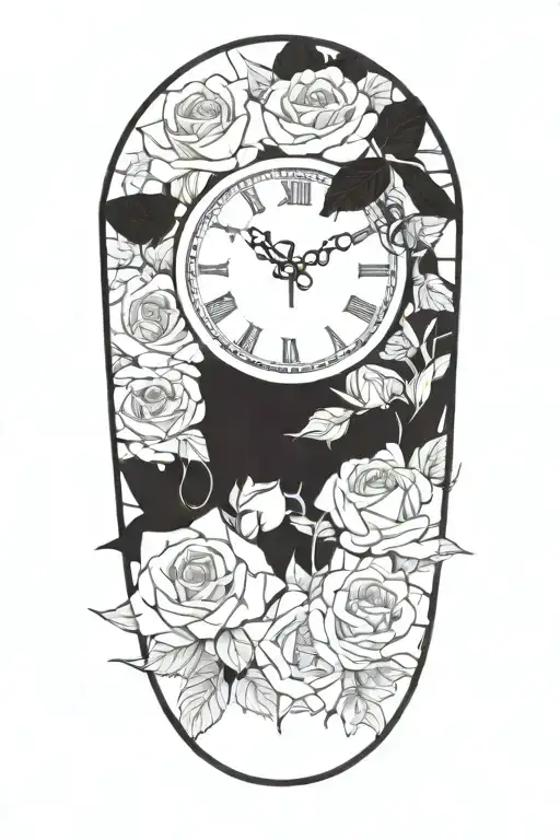 Time Watch Surrounded By Roses